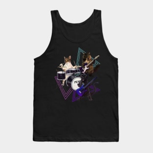 Cat band on guitar, bass, and drums Tank Top